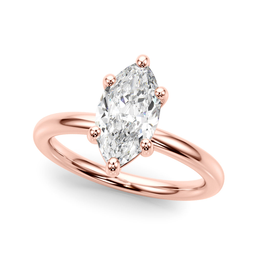 Regal Solitaire Marquise Diamond Engagement Ring — 9K/18K Gold & Platinum
