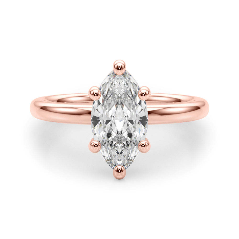 Regal Solitaire Marquise Diamond Engagement Ring — 9K/18K Gold & Platinum