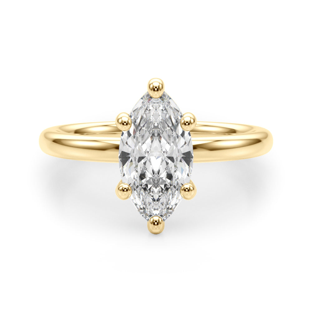 Regal Solitaire Marquise Diamond Engagement Ring — 9K/18K Gold & Platinum