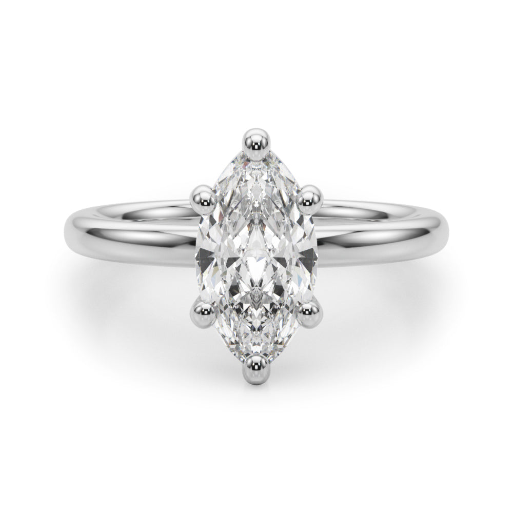 Regal Solitaire Marquise Diamond Engagement Ring — 9K/18K Gold & Platinum