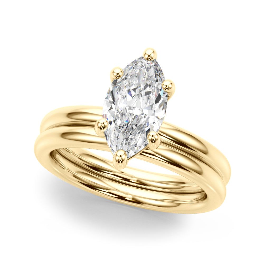 Regal Solitaire Marquise Diamond Engagement Ring — 9K/18K Gold & Platinum