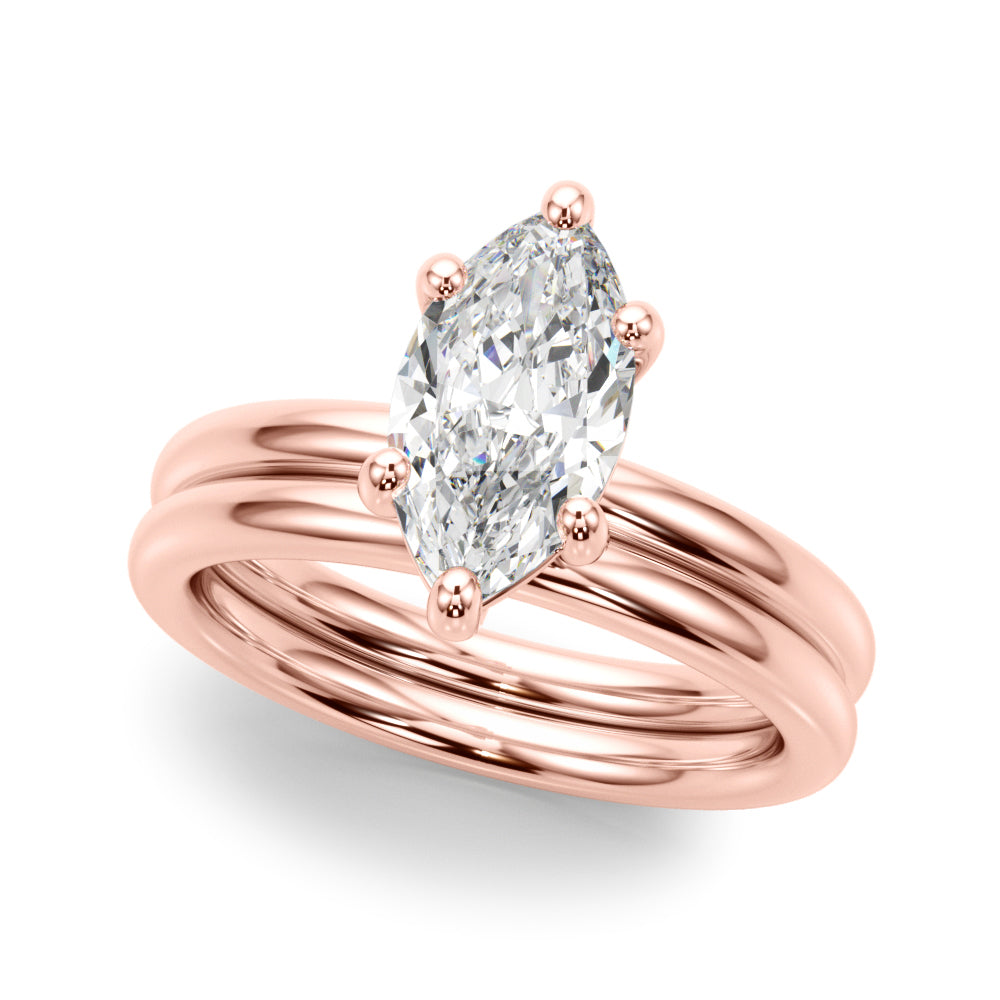 Regal Solitaire Marquise Diamond Engagement Ring — 9K/18K Gold & Platinum