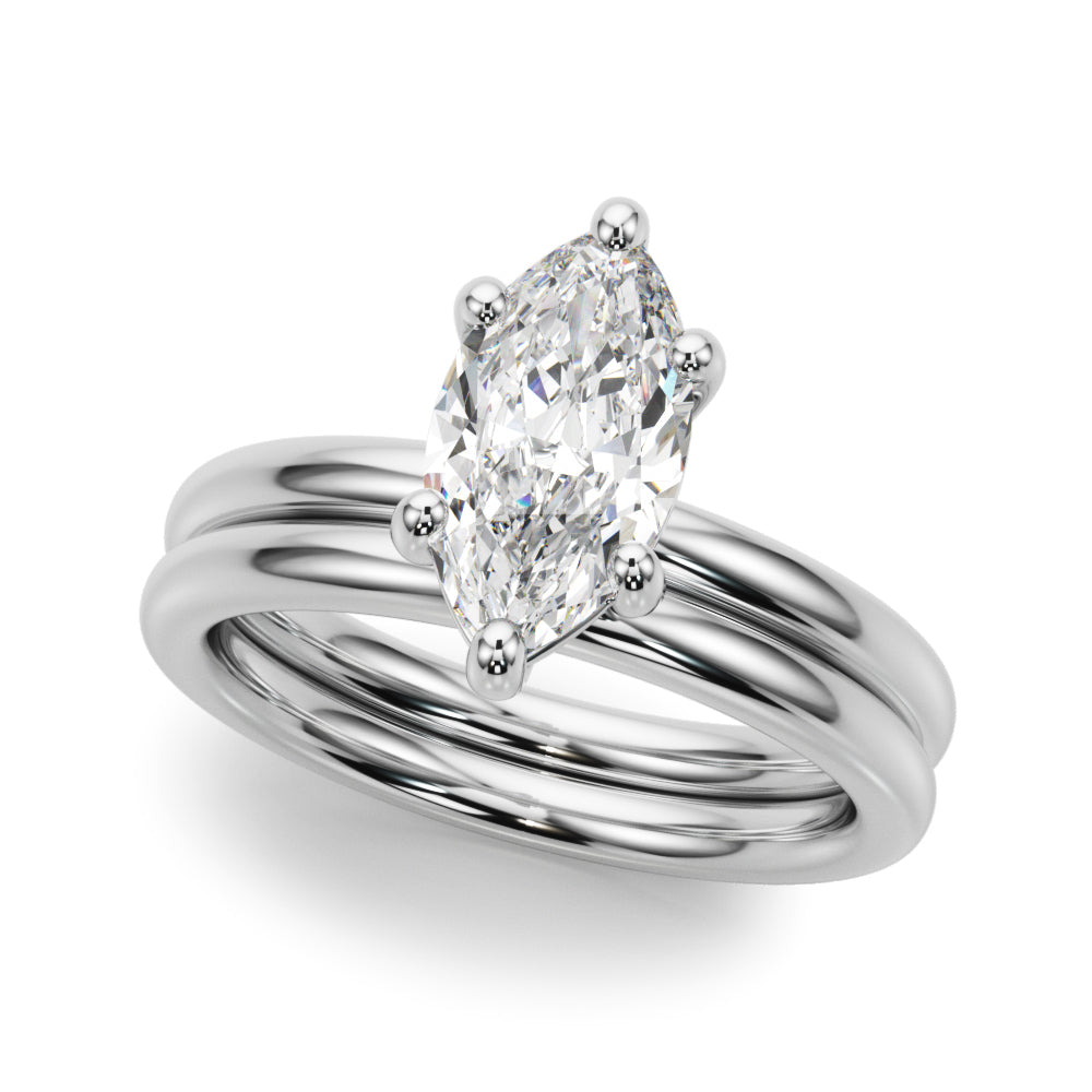 Regal Solitaire Marquise Diamond Engagement Ring — 9K/18K Gold & Platinum