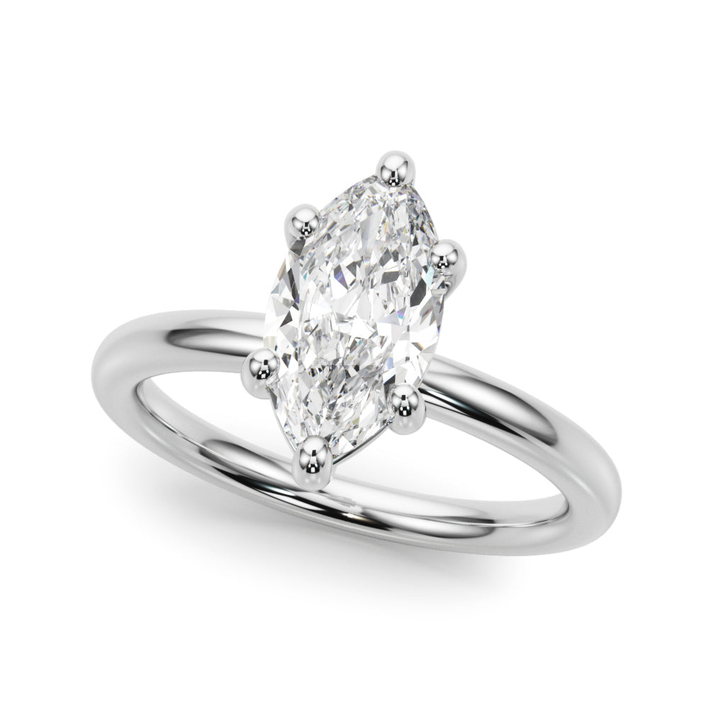 Regal Solitaire Marquise Diamond Engagement Ring — 9K/18K Gold & Platinum