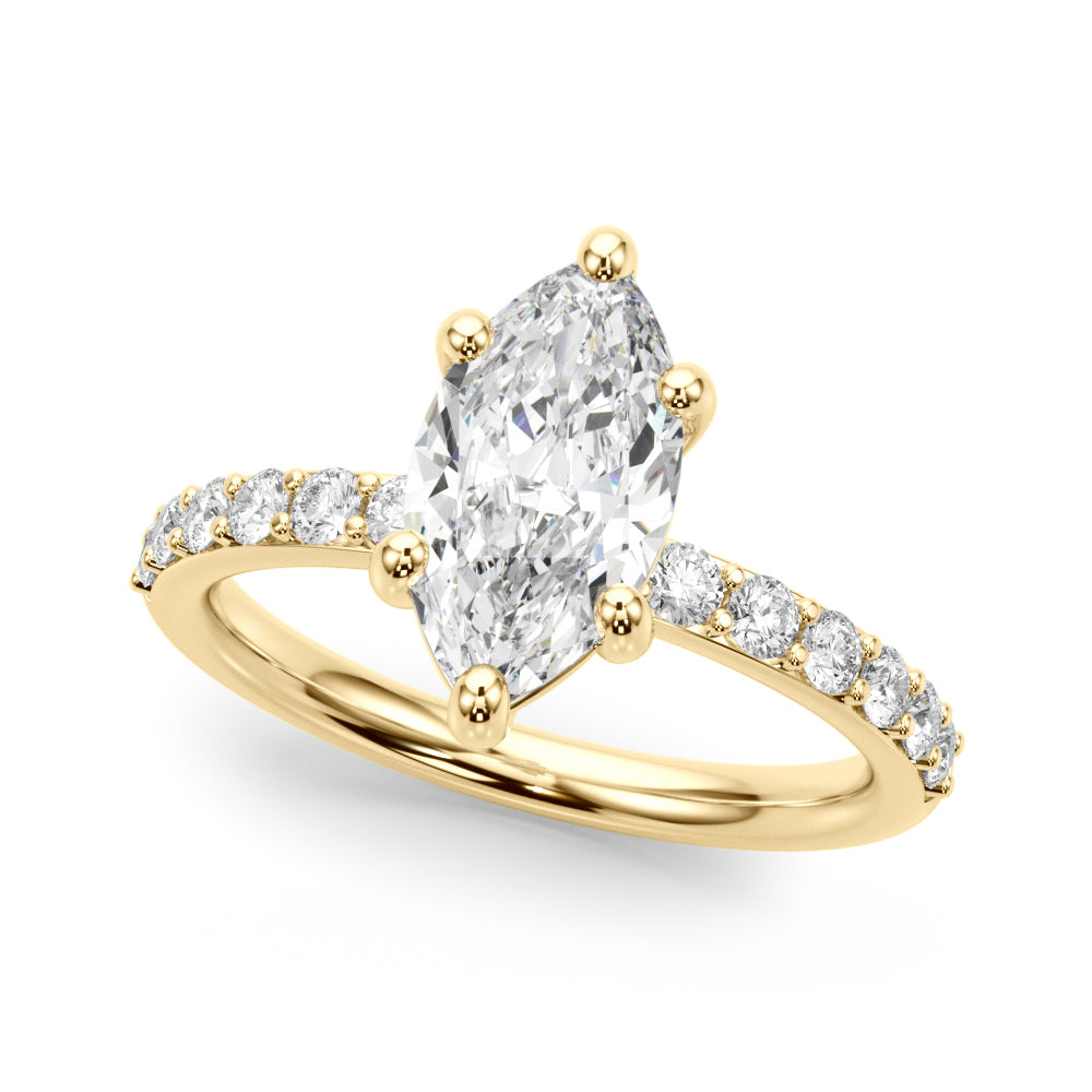 Sophisticated Mq Center Single Row Engagement Marquise Diamond Engagement Ring — 9K/18K Gold & Platinum