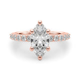 Sophisticated Mq Center Single Row Engagement Marquise Diamond Engagement Ring — 9K/18K Gold & Platinum