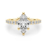 Sophisticated Mq Center Single Row Engagement Marquise Diamond Engagement Ring — 9K/18K Gold & Platinum