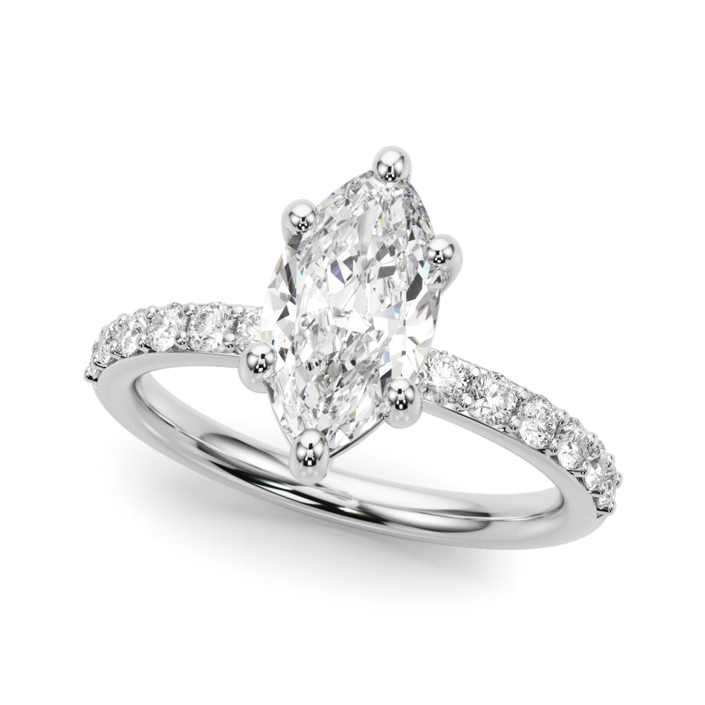 Sophisticated Mq Center Single Row Engagement Marquise Diamond Engagement Ring — 9K/18K Gold & Platinum