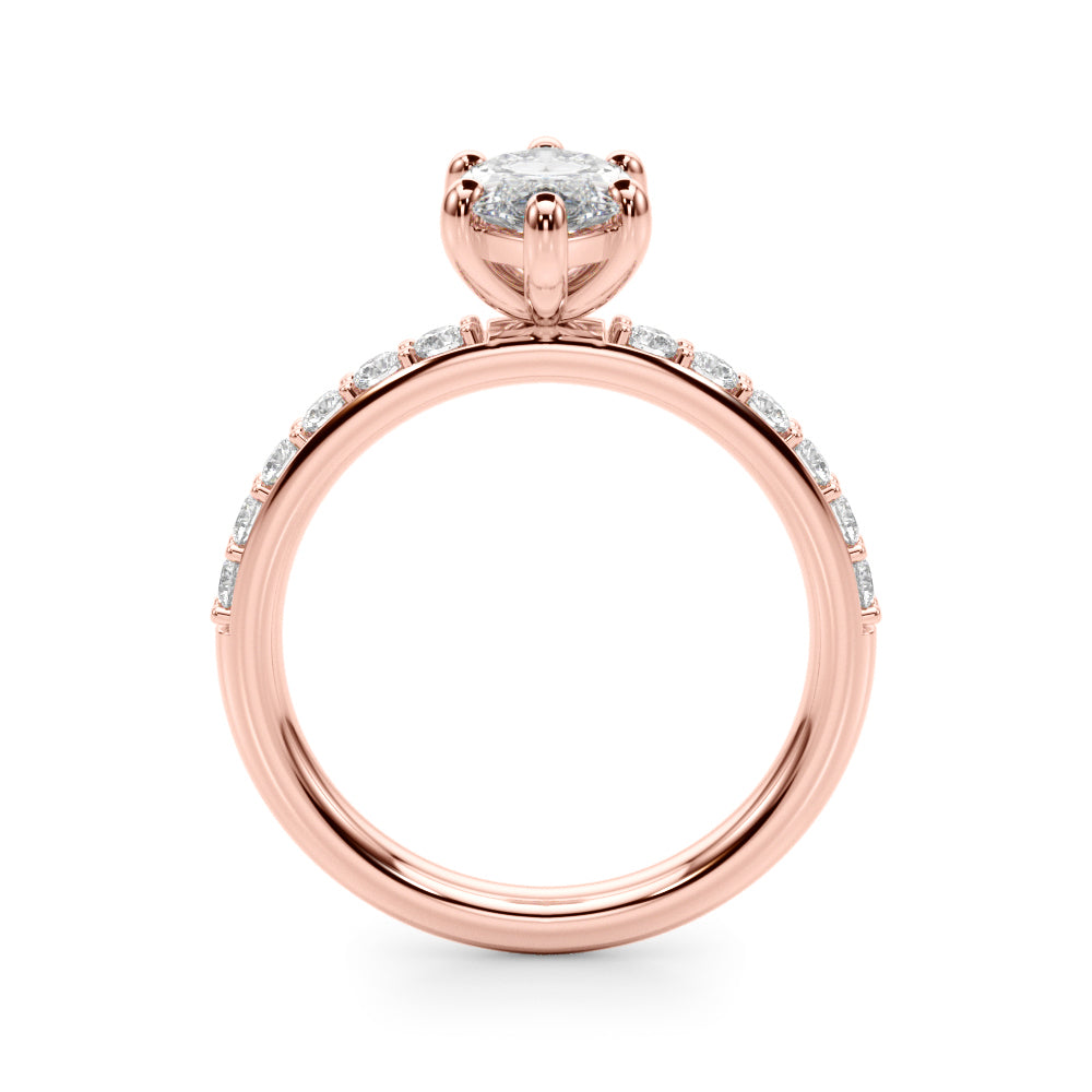 Sophisticated Mq Center Single Row Engagement Marquise Diamond Engagement Ring — 9K/18K Gold & Platinum