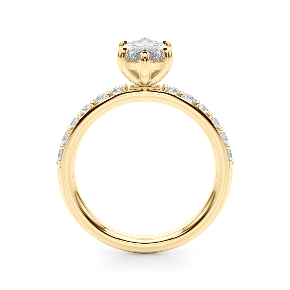 Sophisticated Mq Center Single Row Engagement Marquise Diamond Engagement Ring — 9K/18K Gold & Platinum