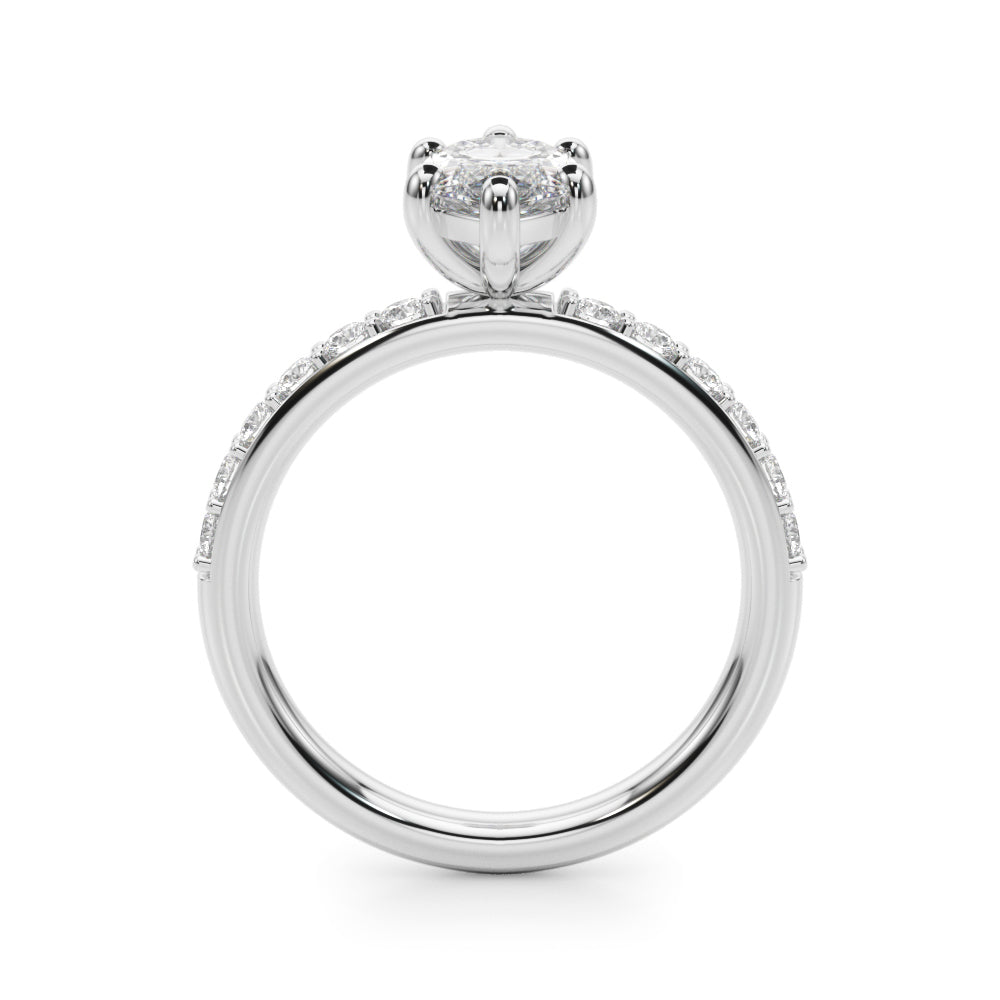Sophisticated Mq Center Single Row Engagement Marquise Diamond Engagement Ring — 9K/18K Gold & Platinum
