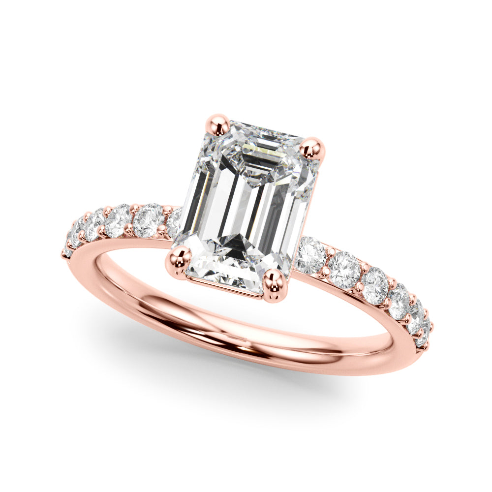 Eternal Ec Center Single Row Engagement Emerald Diamond Engagement Ring — 9K/18K Gold & Platinum
