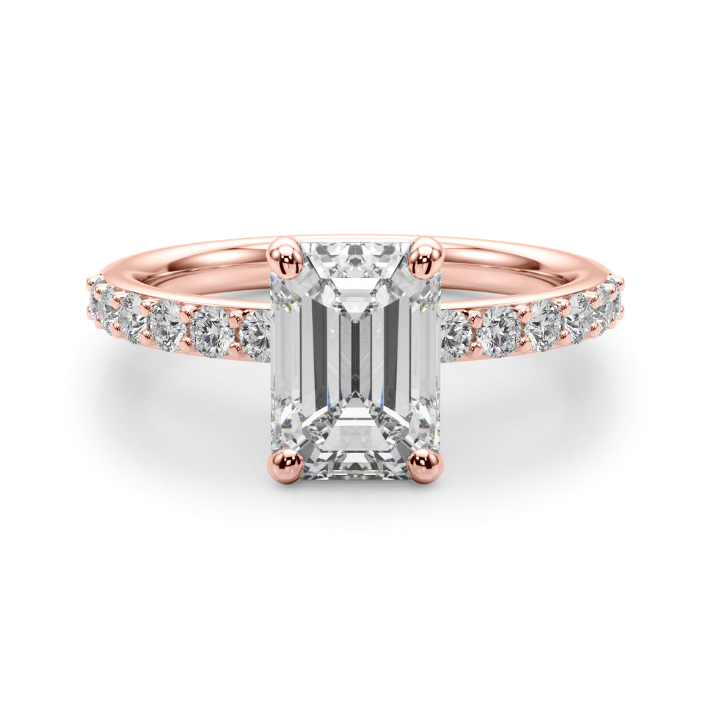Eternal Ec Center Single Row Engagement Emerald Diamond Engagement Ring — 9K/18K Gold & Platinum
