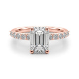 Eternal Ec Center Single Row Engagement Emerald Diamond Engagement Ring — 9K/18K Gold & Platinum