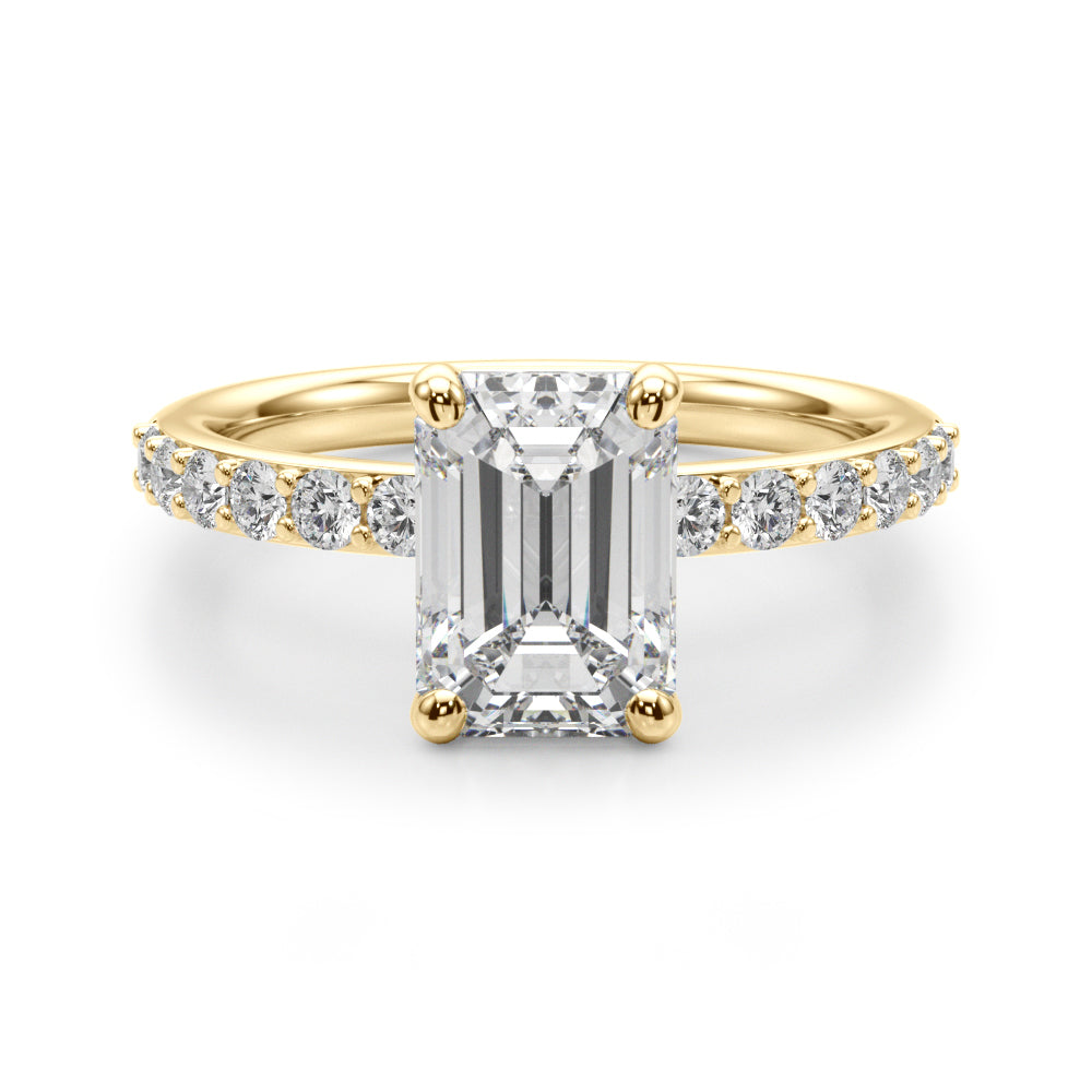 Eternal Ec Center Single Row Engagement Emerald Diamond Engagement Ring — 9K/18K Gold & Platinum