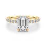 Eternal Ec Center Single Row Engagement Emerald Diamond Engagement Ring — 9K/18K Gold & Platinum