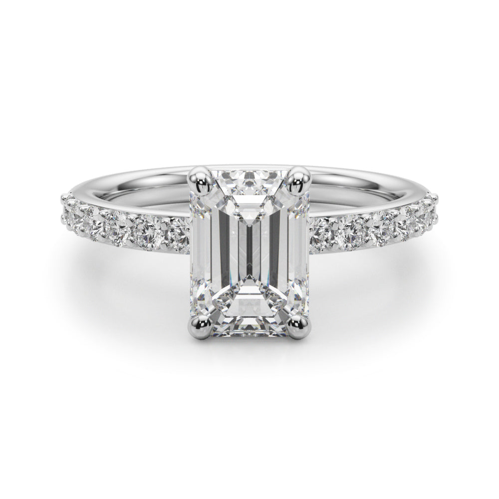 Eternal Ec Center Single Row Engagement Emerald Diamond Engagement Ring — 9K/18K Gold & Platinum