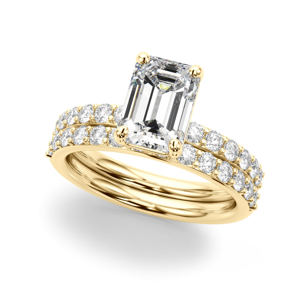 Eternal Ec Center Single Row Engagement Emerald Diamond Engagement Ring — 9K/18K Gold & Platinum
