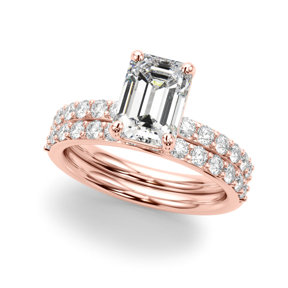 Eternal Ec Center Single Row Engagement Emerald Diamond Engagement Ring — 9K/18K Gold & Platinum