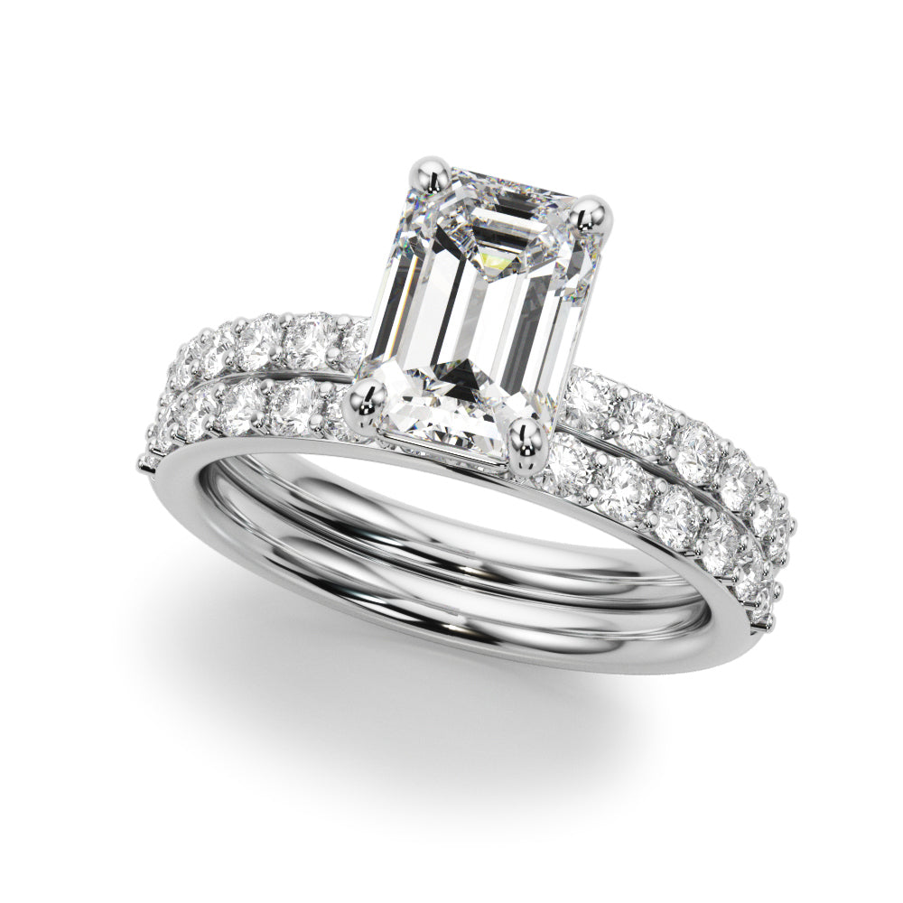 Eternal Ec Center Single Row Engagement Emerald Diamond Engagement Ring — 9K/18K Gold & Platinum