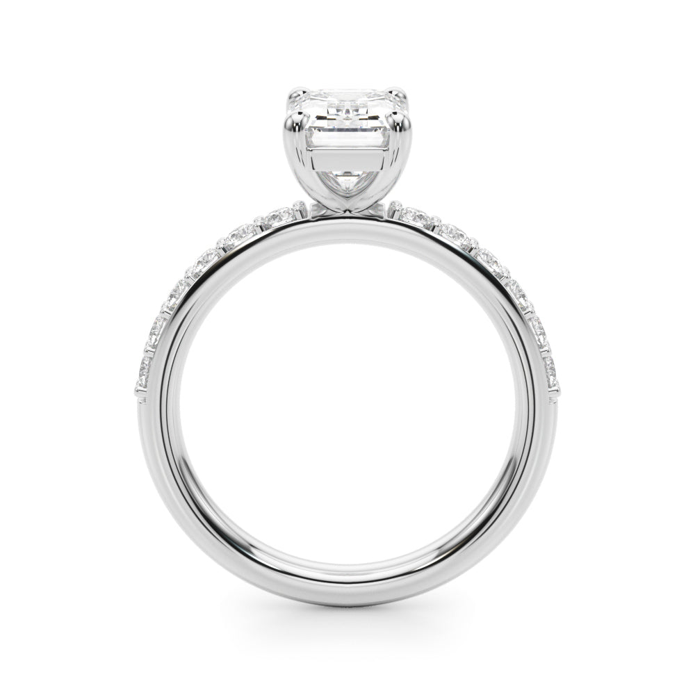 Eternal Ec Center Single Row Engagement Emerald Diamond Engagement Ring — 9K/18K Gold & Platinum