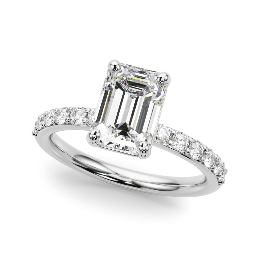Eternal Ec Center Single Row Engagement Emerald Diamond Engagement Ring — 9K/18K Gold & Platinum