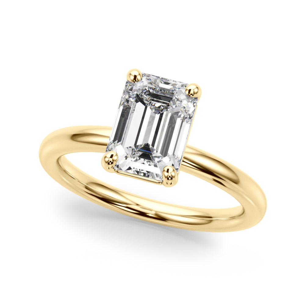 Radiant Cut Solitaire Emerald Diamond Engagement Ring — 9K/18K Gold & Platinum