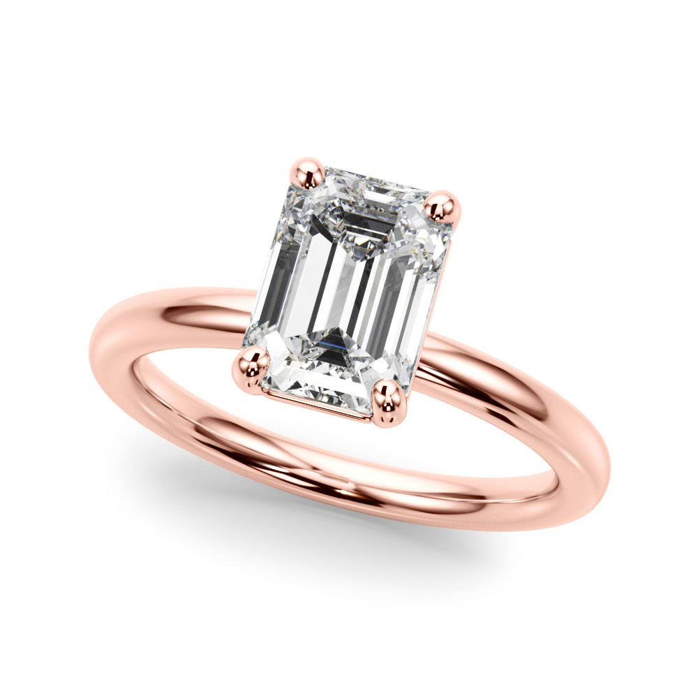 Radiant Cut Solitaire Emerald Diamond Engagement Ring — 9K/18K Gold & Platinum