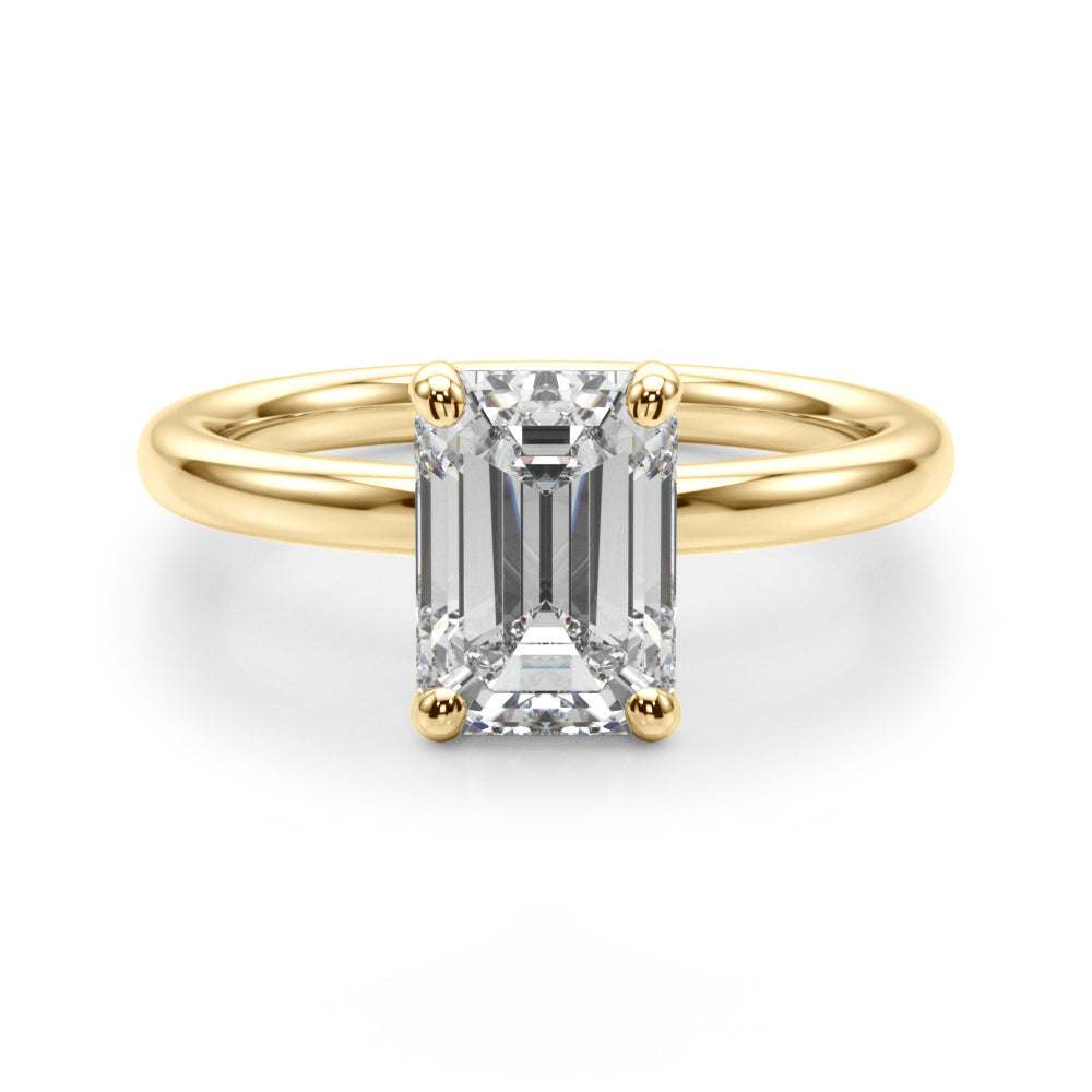 Radiant Cut Solitaire Emerald Diamond Engagement Ring — 9K/18K Gold & Platinum