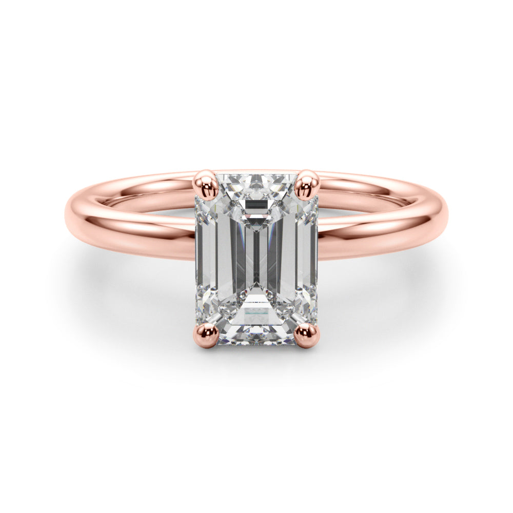 Radiant Cut Solitaire Emerald Diamond Engagement Ring — 9K/18K Gold & Platinum