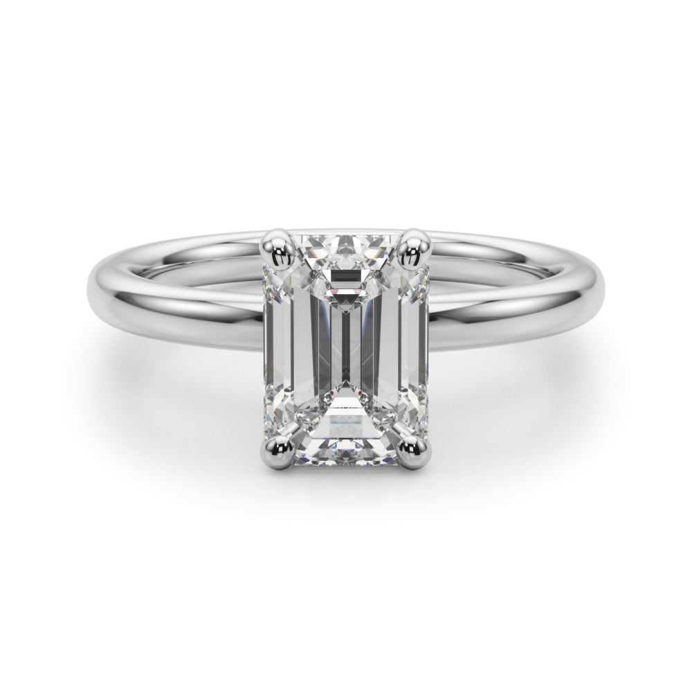 Radiant Cut Solitaire Emerald Diamond Engagement Ring — 9K/18K Gold & Platinum