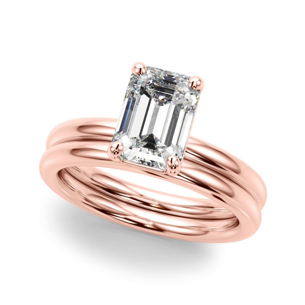 Radiant Cut Solitaire Emerald Diamond Engagement Ring — 9K/18K Gold & Platinum