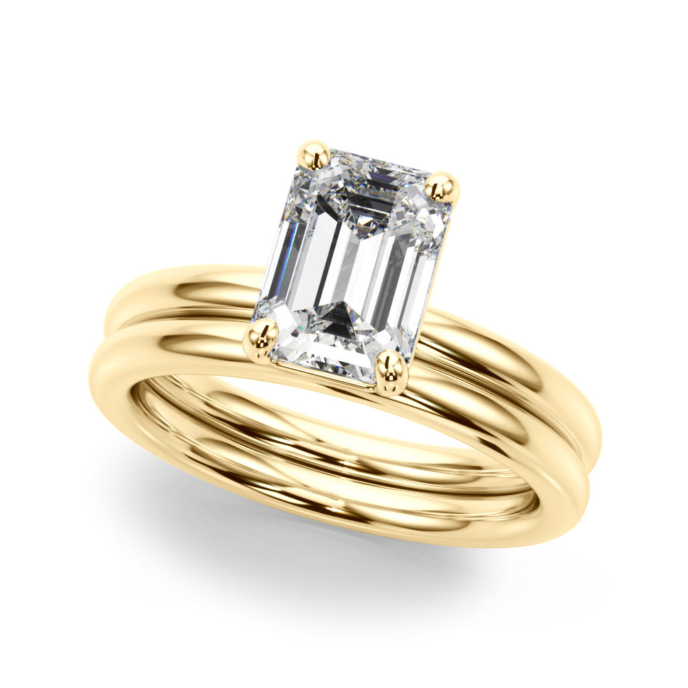 Radiant Cut Solitaire Emerald Diamond Engagement Ring — 9K/18K Gold & Platinum