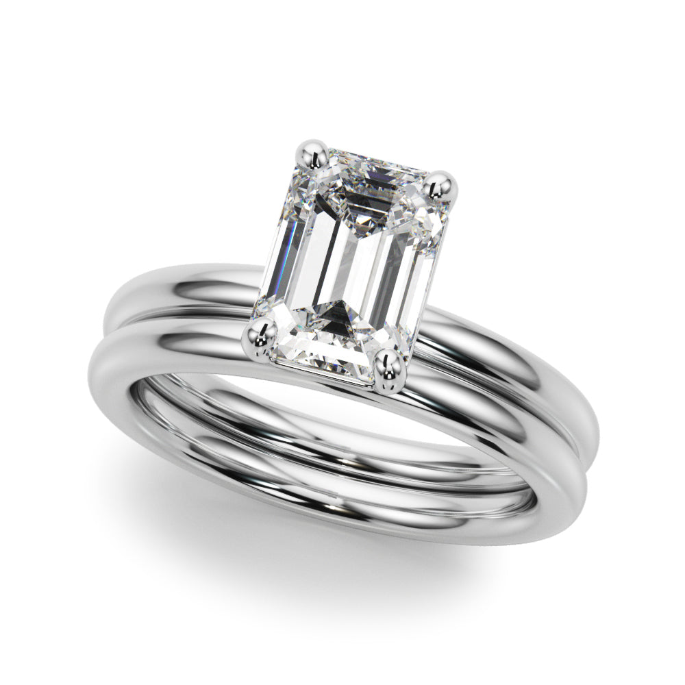 Radiant Cut Solitaire Emerald Diamond Engagement Ring — 9K/18K Gold & Platinum