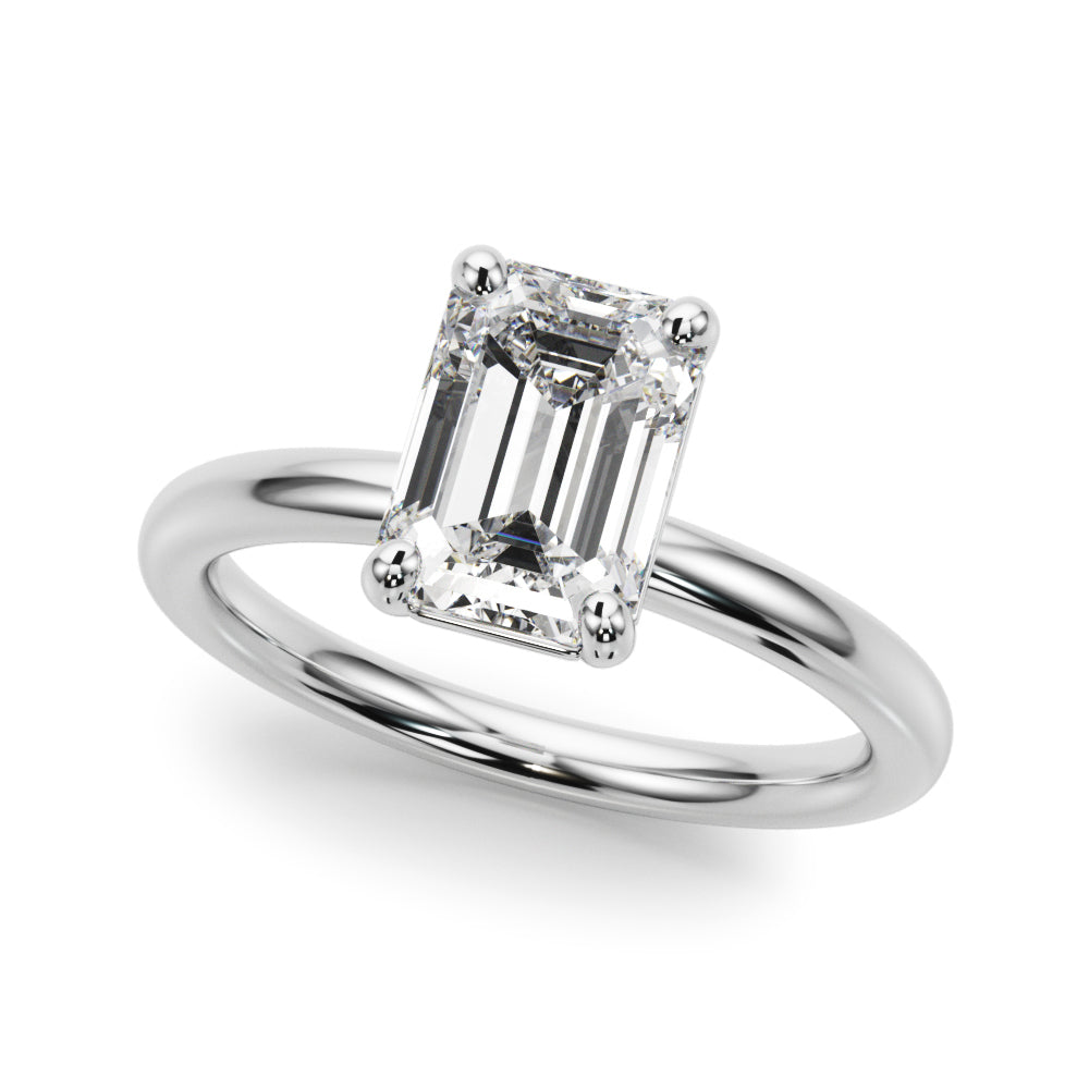 Radiant Cut Solitaire Emerald Diamond Engagement Ring — 9K/18K Gold & Platinum