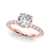 Majestic Rd Center Single Row Engagement Round Diamond Engagement Ring — 9K/18K Gold & Platinum