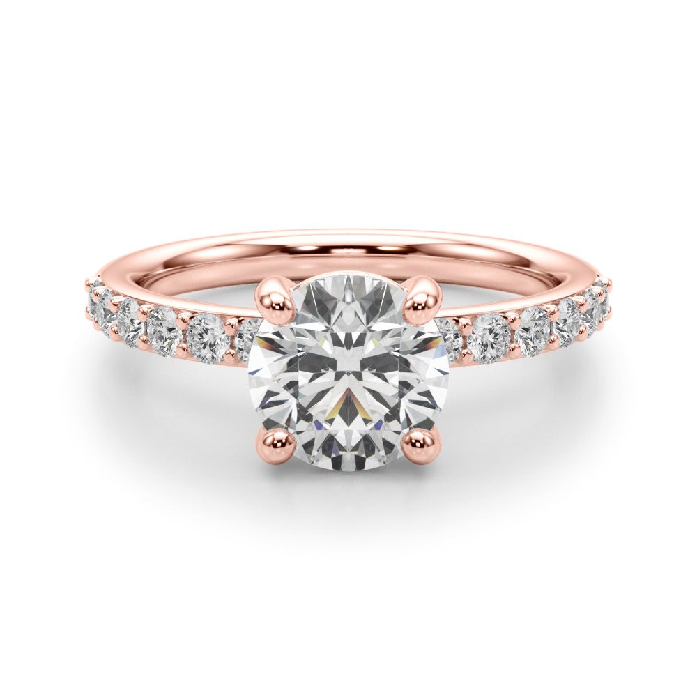 Majestic Rd Center Single Row Engagement Round Diamond Engagement Ring — 9K/18K Gold & Platinum