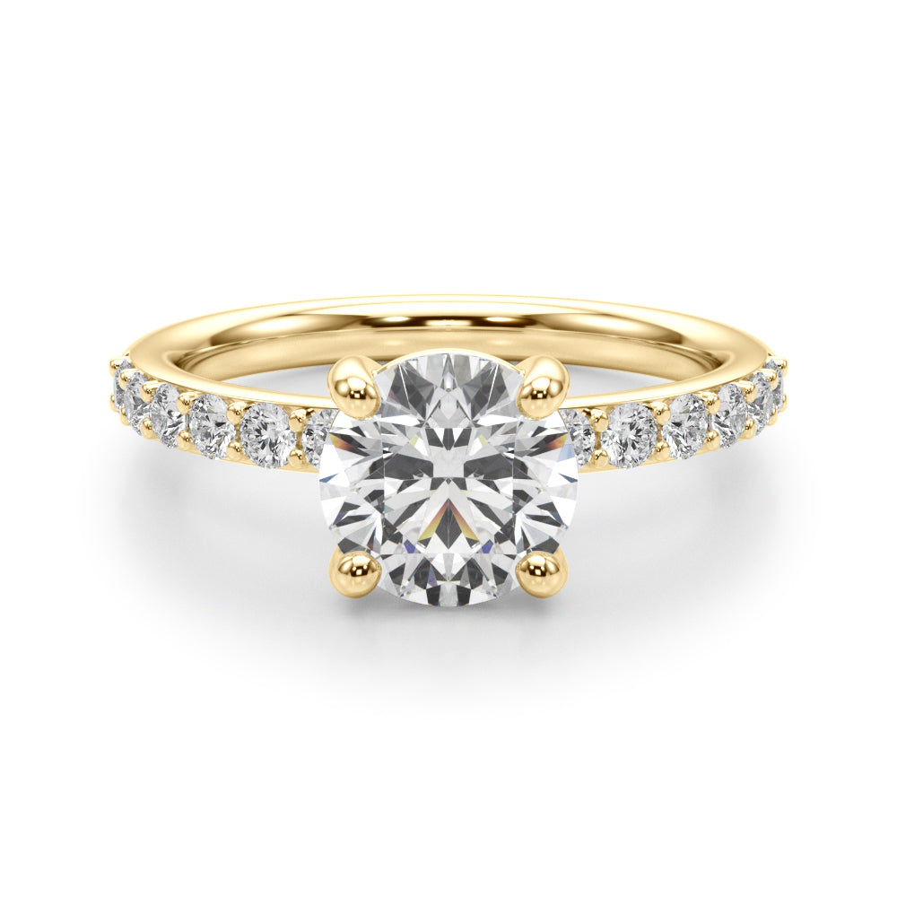 Majestic Rd Center Single Row Engagement Round Diamond Engagement Ring — 9K/18K Gold & Platinum