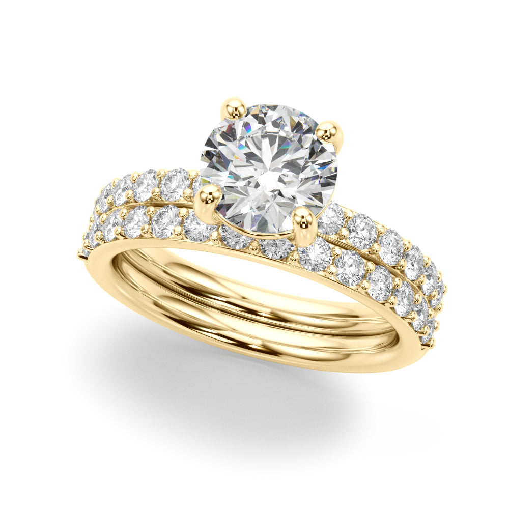 Majestic Rd Center Single Row Engagement Round Diamond Engagement Ring — 9K/18K Gold & Platinum