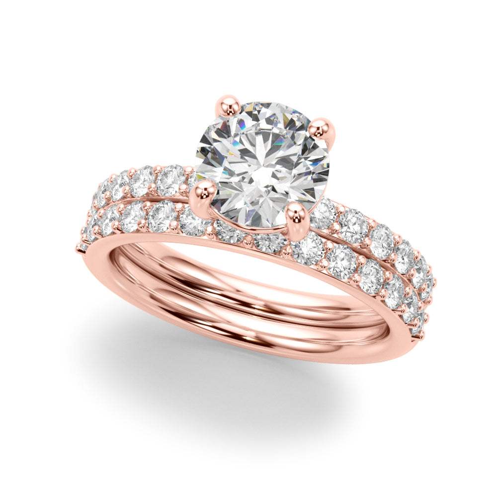 Majestic Rd Center Single Row Engagement Round Diamond Engagement Ring — 9K/18K Gold & Platinum