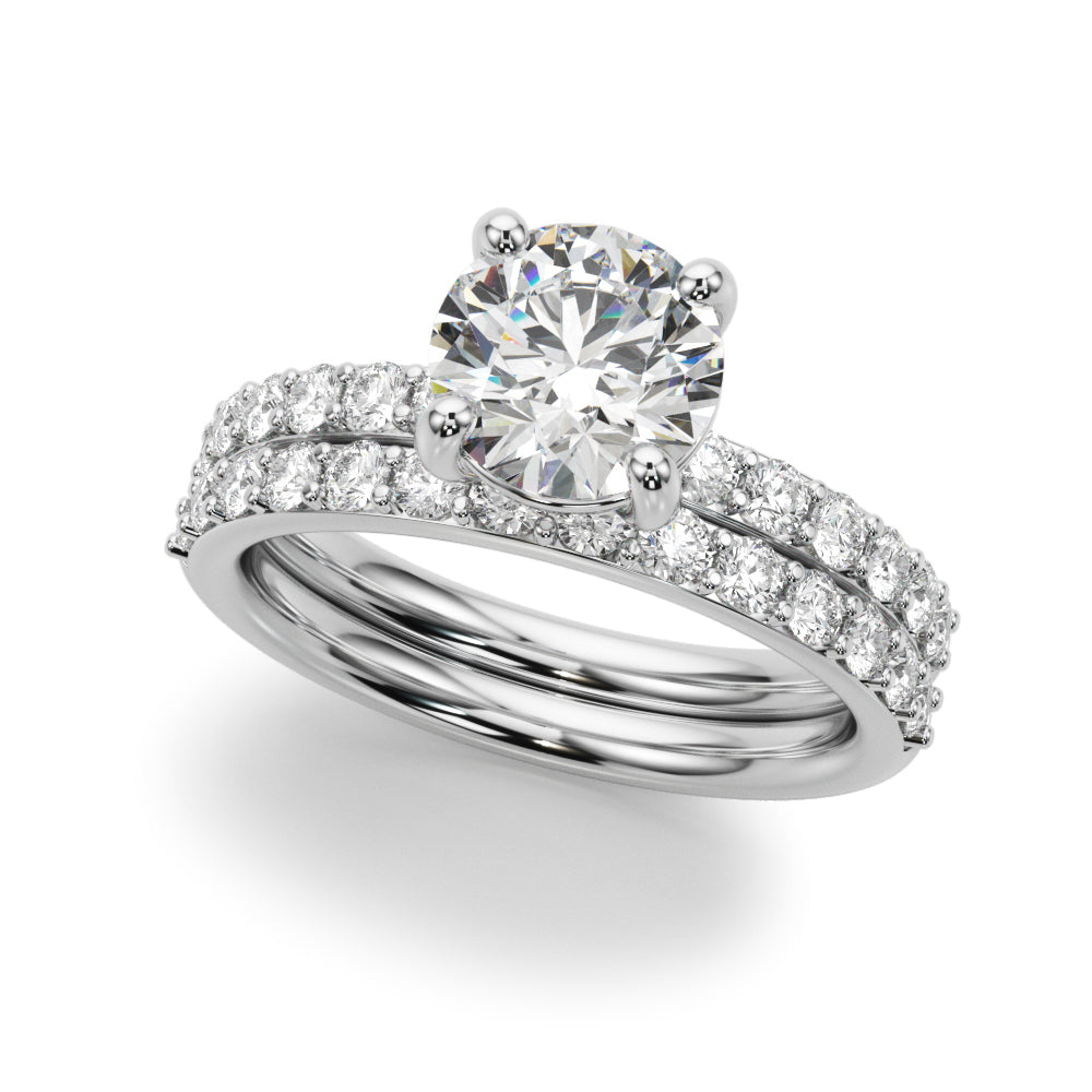 Majestic Rd Center Single Row Engagement Round Diamond Engagement Ring — 9K/18K Gold & Platinum