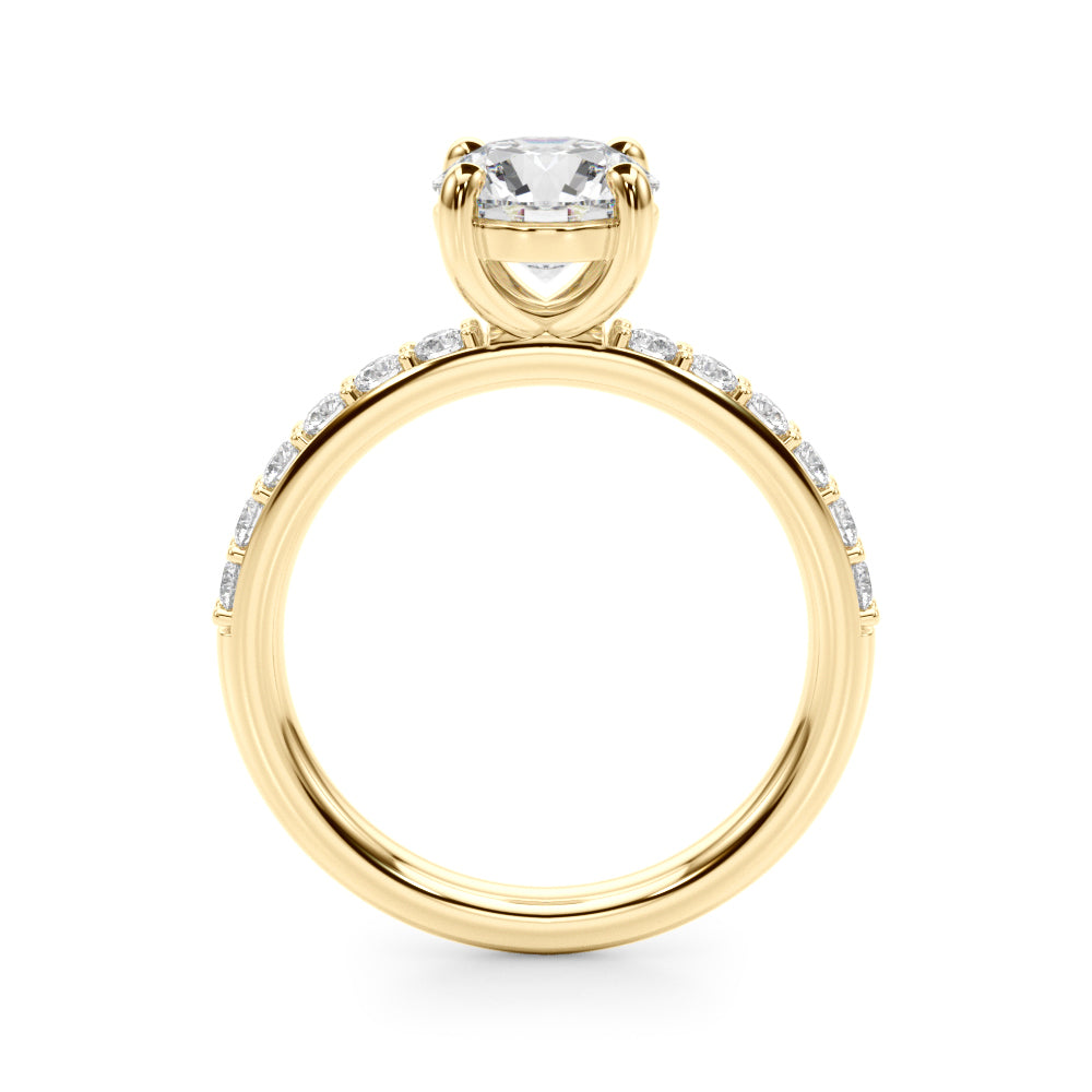 Majestic Rd Center Single Row Engagement Round Diamond Engagement Ring — 9K/18K Gold & Platinum