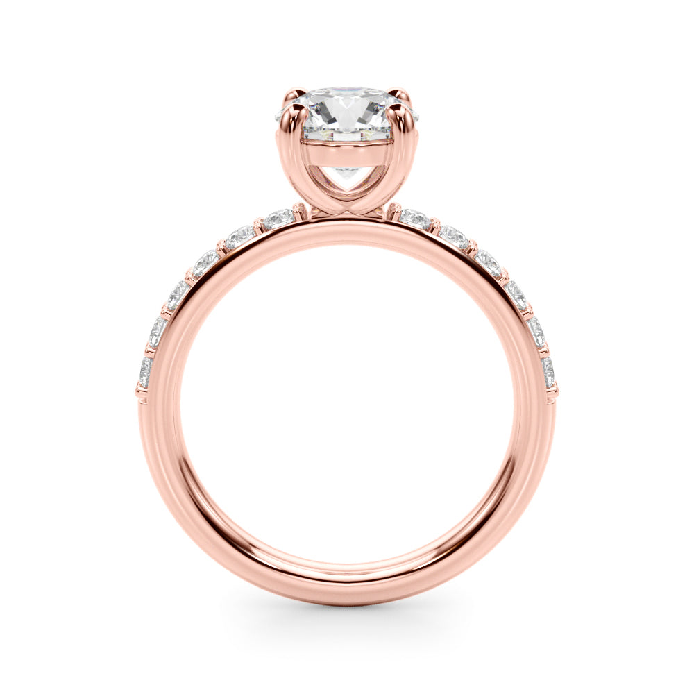 Majestic Rd Center Single Row Engagement Round Diamond Engagement Ring — 9K/18K Gold & Platinum