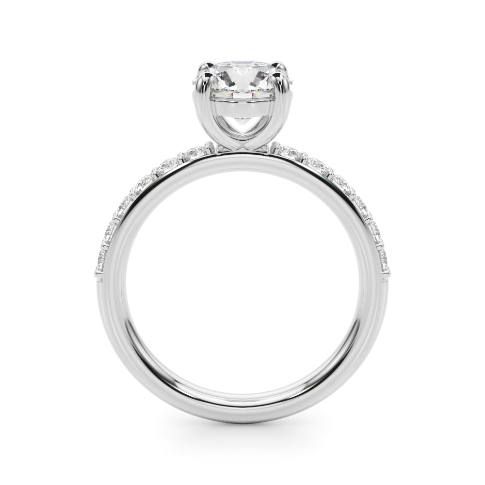 Majestic Rd Center Single Row Engagement Round Diamond Engagement Ring — 9K/18K Gold & Platinum