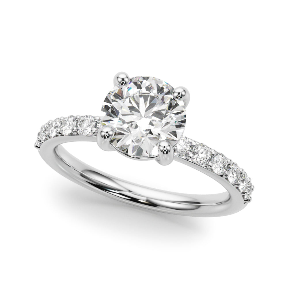 Majestic Rd Center Single Row Engagement Round Diamond Engagement Ring — 9K/18K Gold & Platinum