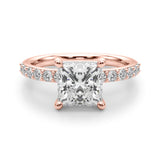 Sculpted Pc Center Single Row Engagement Princess Diamond Engagement Ring — 9K/18K Gold & Platinum