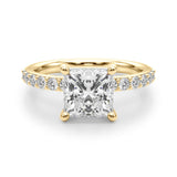 Sculpted Pc Center Single Row Engagement Princess Diamond Engagement Ring — 9K/18K Gold & Platinum