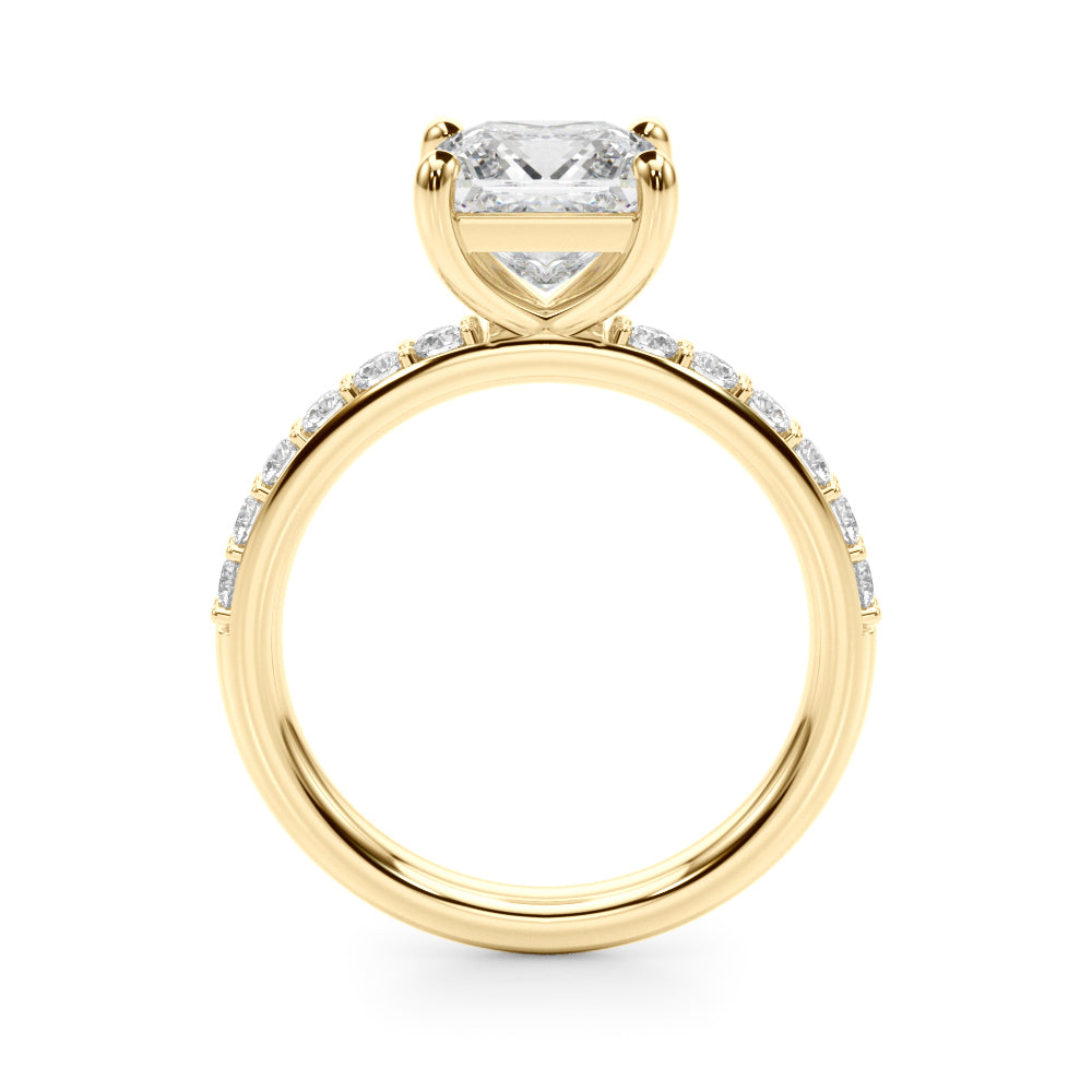 Sculpted Pc Center Single Row Engagement Princess Diamond Engagement Ring — 9K/18K Gold & Platinum