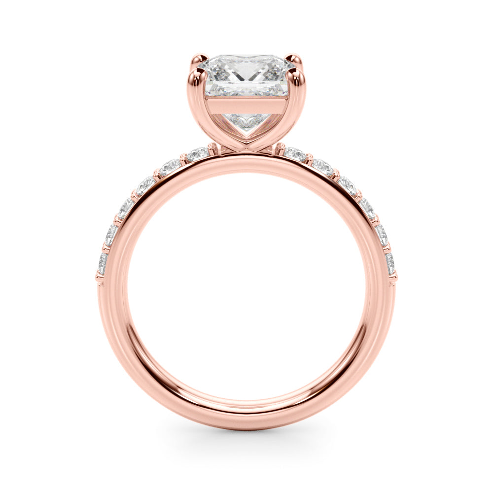 Sculpted Pc Center Single Row Engagement Princess Diamond Engagement Ring — 9K/18K Gold & Platinum