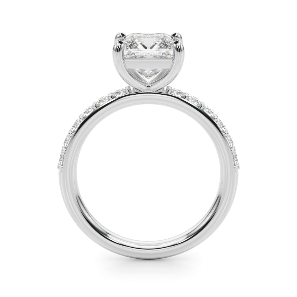 Sculpted Pc Center Single Row Engagement Princess Diamond Engagement Ring — 9K/18K Gold & Platinum
